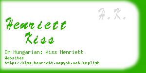 henriett kiss business card